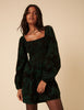 Green Floral Embroidered Long Sleeve Jupiter Mini Dress