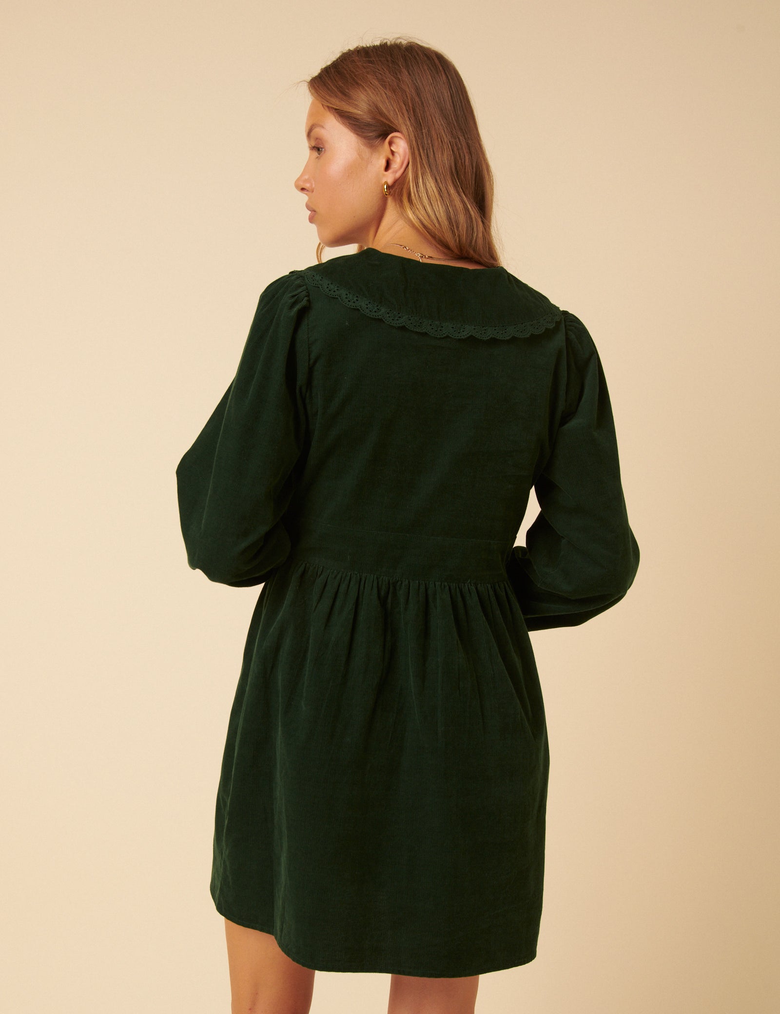 green peter pan dress Peter Pan Collar Pleated A Line Dress