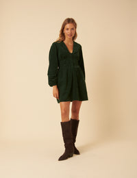 Green Cord Peter Pan Collar Meghan Mini Dress