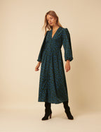 Blue Floral Printed Cord Starlight Midi Dress