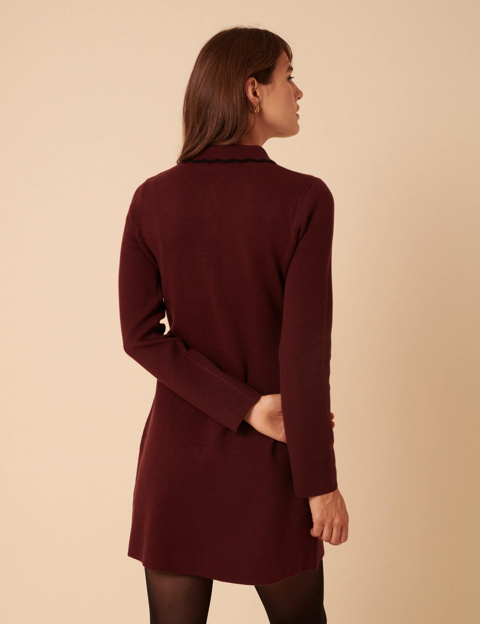 Petite Burgundy Bow Front Knitted Mini Dress Petite Burgundy Bow Front Knitted Mini Dress