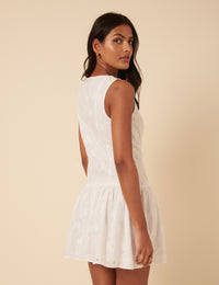 White Broderie Angalise Claudia Mini Dress