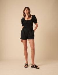 Black Ruched Callie Playsuit