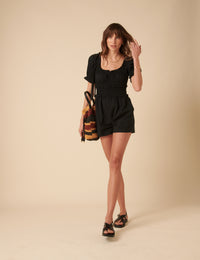 Black Ruched Callie Playsuit