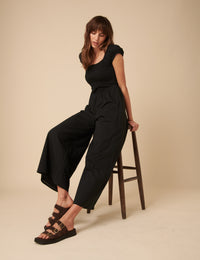 Black Shirred Bodice Alaska Jumpsuit