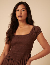 Brown Shirred Bodice Alaska Jumpsuit