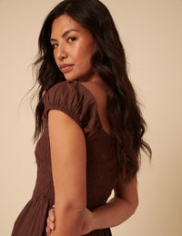 Brown Shirred Bodice Alaska Jumpsuit