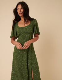 Green Ditsy Floral Dee Dee Midi Dress