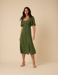 Green Ditsy Floral Dee Dee Midi Dress