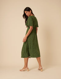 Green Ditsy Floral Dee Dee Midi Dress
