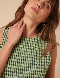 Green Gingham Shirred Ruth Jumpsuit