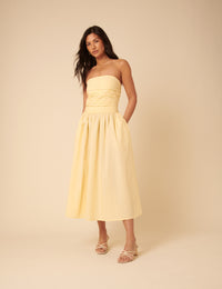 Butter Yellow Bandeau Felicity Midi Dress