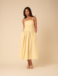 Butter Yellow Bandeau Felicity Midi Dress