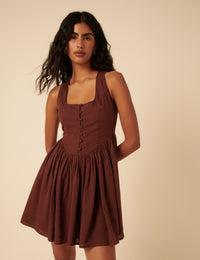 Brown Drop Waist Cora Mini Dress