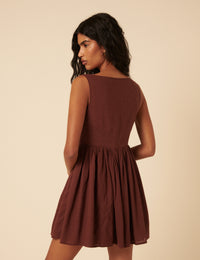 Brown Drop Waist Cora Mini Dress