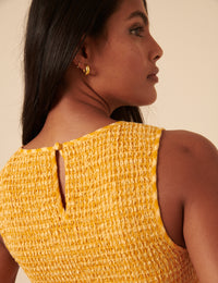 Yellow Gingham Sleeveless Tiered Charlie Midi Dress