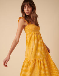 Yellow Gingham Maya Midi Dress