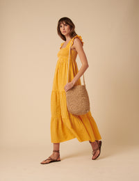 Yellow Gingham Maya Midi Dress