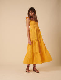 Yellow Gingham Maya Midi Dress