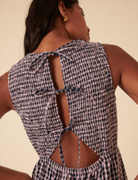 Petite Navy And Pink Gingham Ruth Jumpsuit