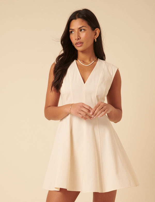 Cream Toni Mini Skater Dress