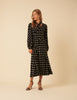 Black Polka Dot Neck Tie Sadie Midi Dress