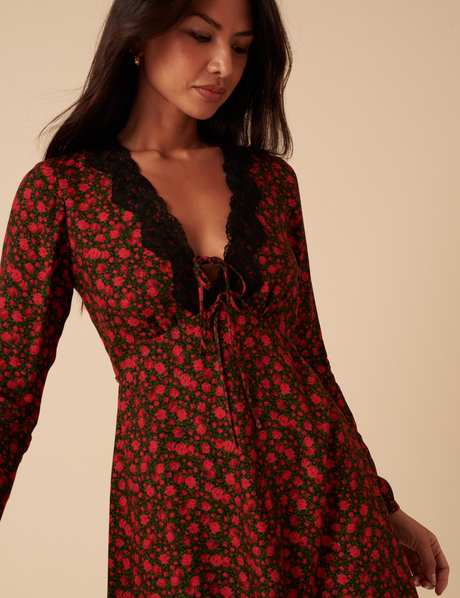 Black And Red Floral Lace Aida Mini Dress Black And Red Floral Lace Aida Mini Dress