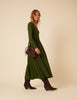 Green Long Sleeve Cora Midi Dress