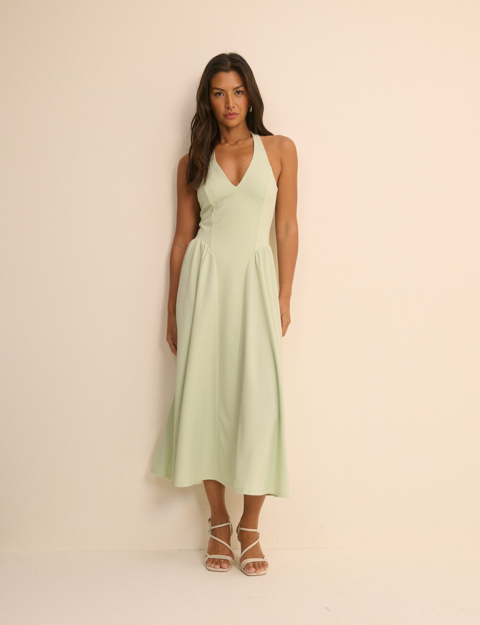 halter neck midi dress Mint Green Halterneck Amie Midi Dress