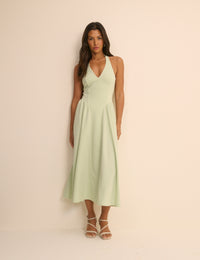 Mint Green Halterneck Amie Midi Dress