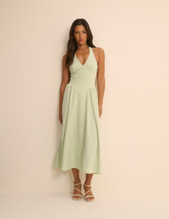 Mint Green Halterneck Amie Midi Dress
