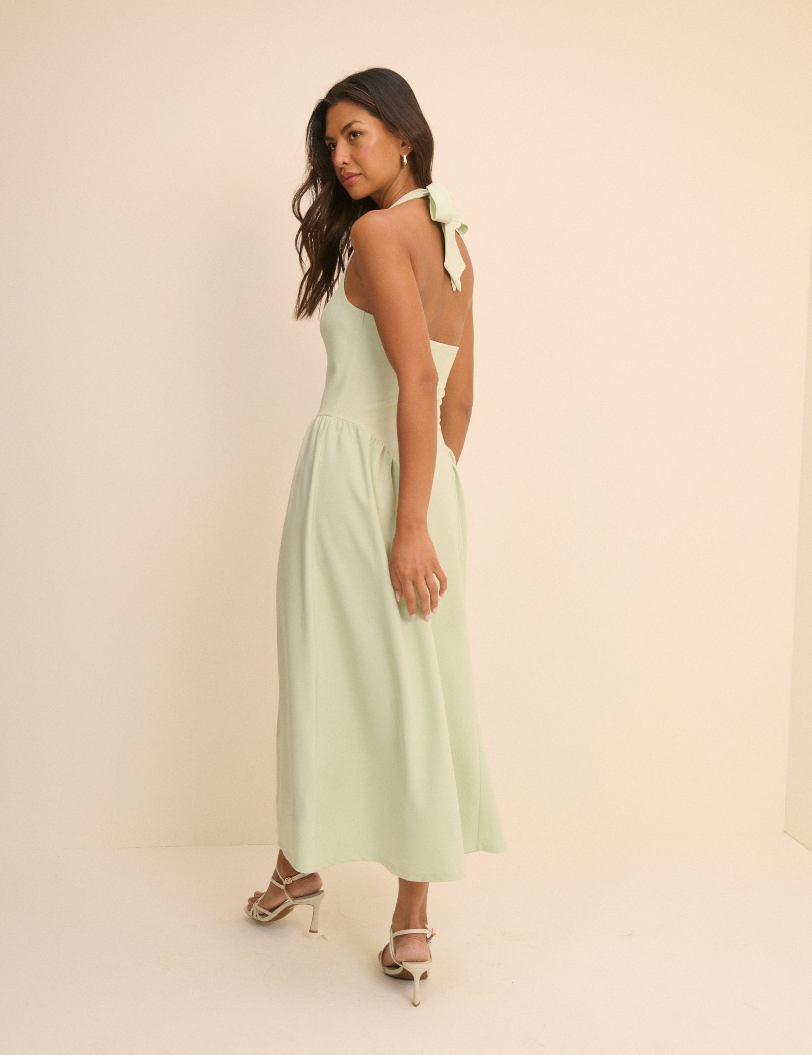 Mint Green Halterneck Amie Midi Dress