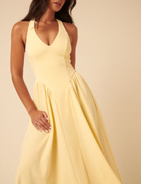 Butter Yellow Halter Neck Amie Midi Dress