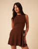Brown Jersey Boat Neck Tate Mini Dress