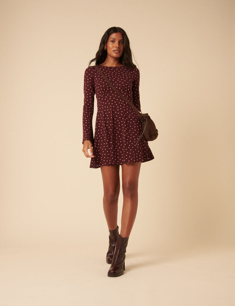 line and dot suede dress Faux Suede A-Line Dress