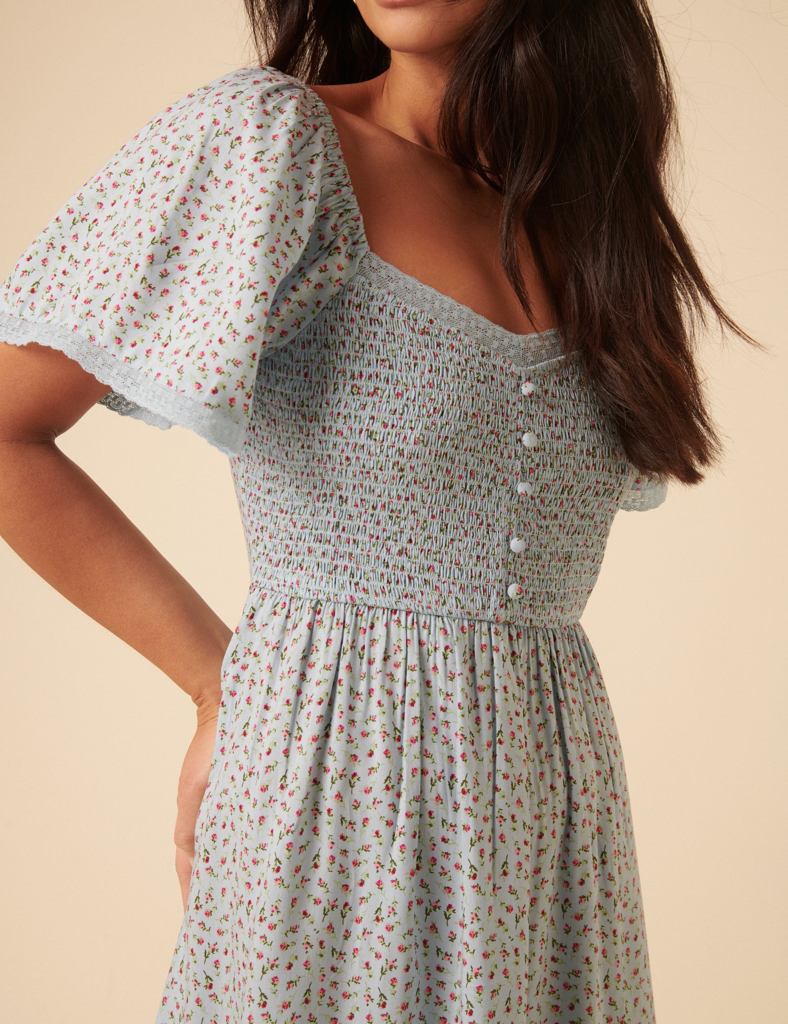 Blue Ditsy Floral Mia Midi Dress