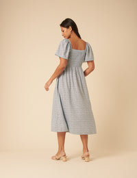 Blue Ditsy Floral Mia Midi Dress