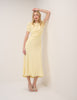 Butter Yellow Shirred Naomi Midi Dress
