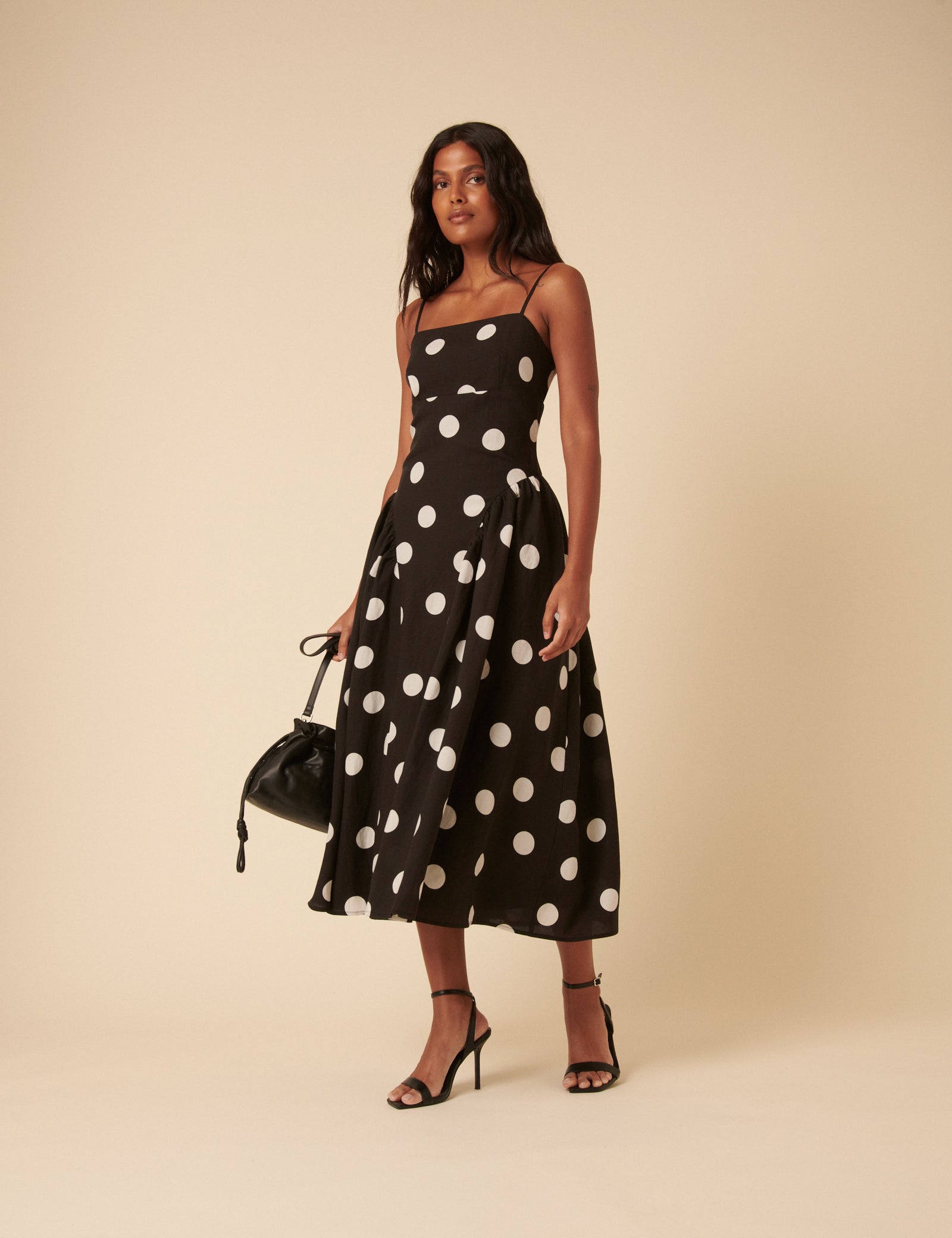 Black Polka Dot Lupin Midi Dress - Main Image