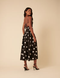 Black Polka Dot Lupin Midi Dress