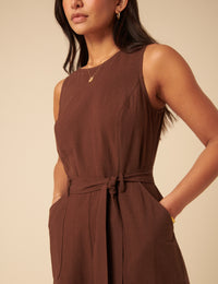 Brown Tie Waist Jumpsuit