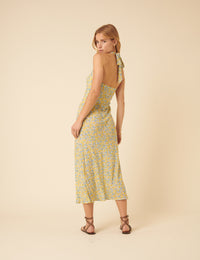 Floral Halter Neck Lyne Midi Dress