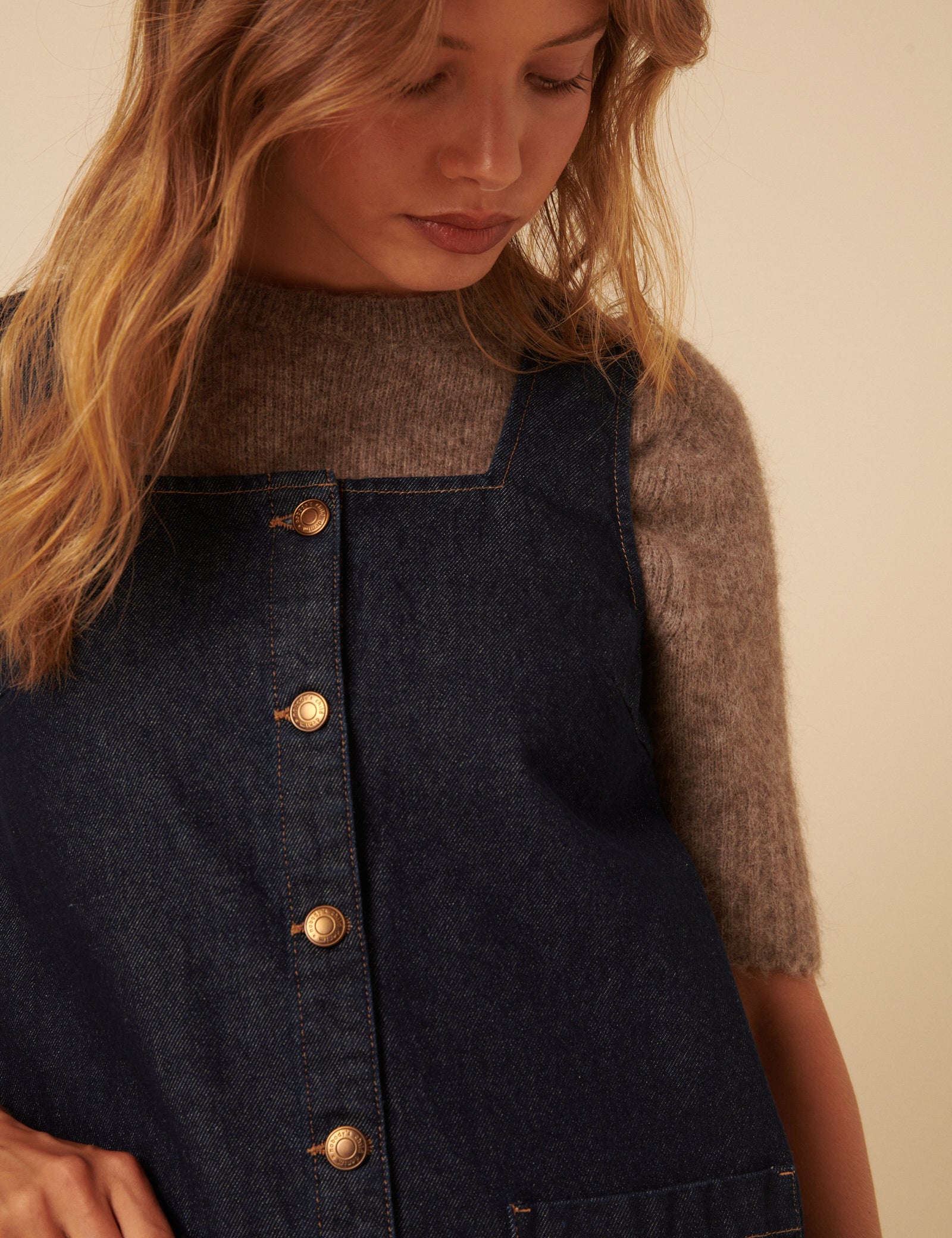 Dark Blue Denim Danni Pinafore Mini Dress Dark Blue Denim Danni Pinafore Mini Dress