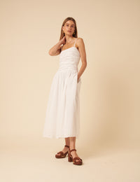 White Broderie Anglaise Bandeau Felicity Midi Dress