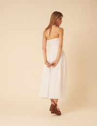 White Broderie Anglaise Bandeau Felicity Midi Dress