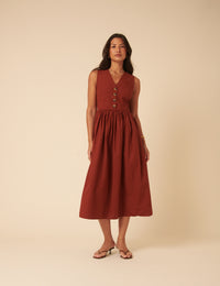 burnt orange sleeveless starlight midi dress Vintage Nobody's Child Starlight Midi Dress Sleeveless Burnt Orange US 0 NWT Vintage A-Line Women's Dress with Pockets
