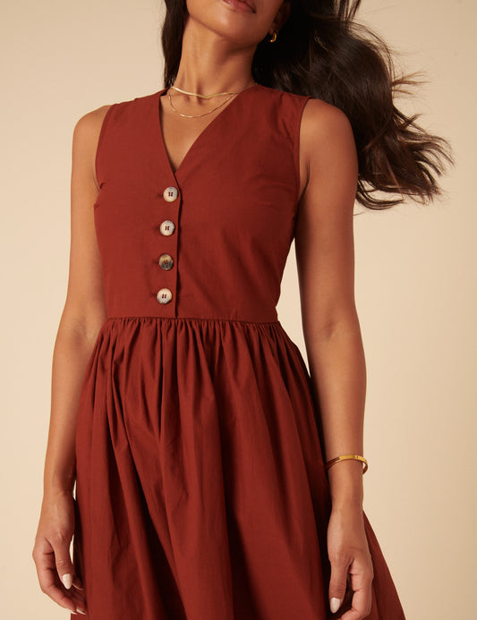 Burnt Orange Oak Midi Dress Burnt Orange Oak Midi Dress