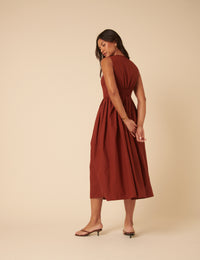 Burnt Orange Oak Midi Dress