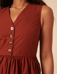 Burnt Orange Oak Midi Dress