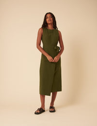 Green Tie Waist Lottie Midi Dress